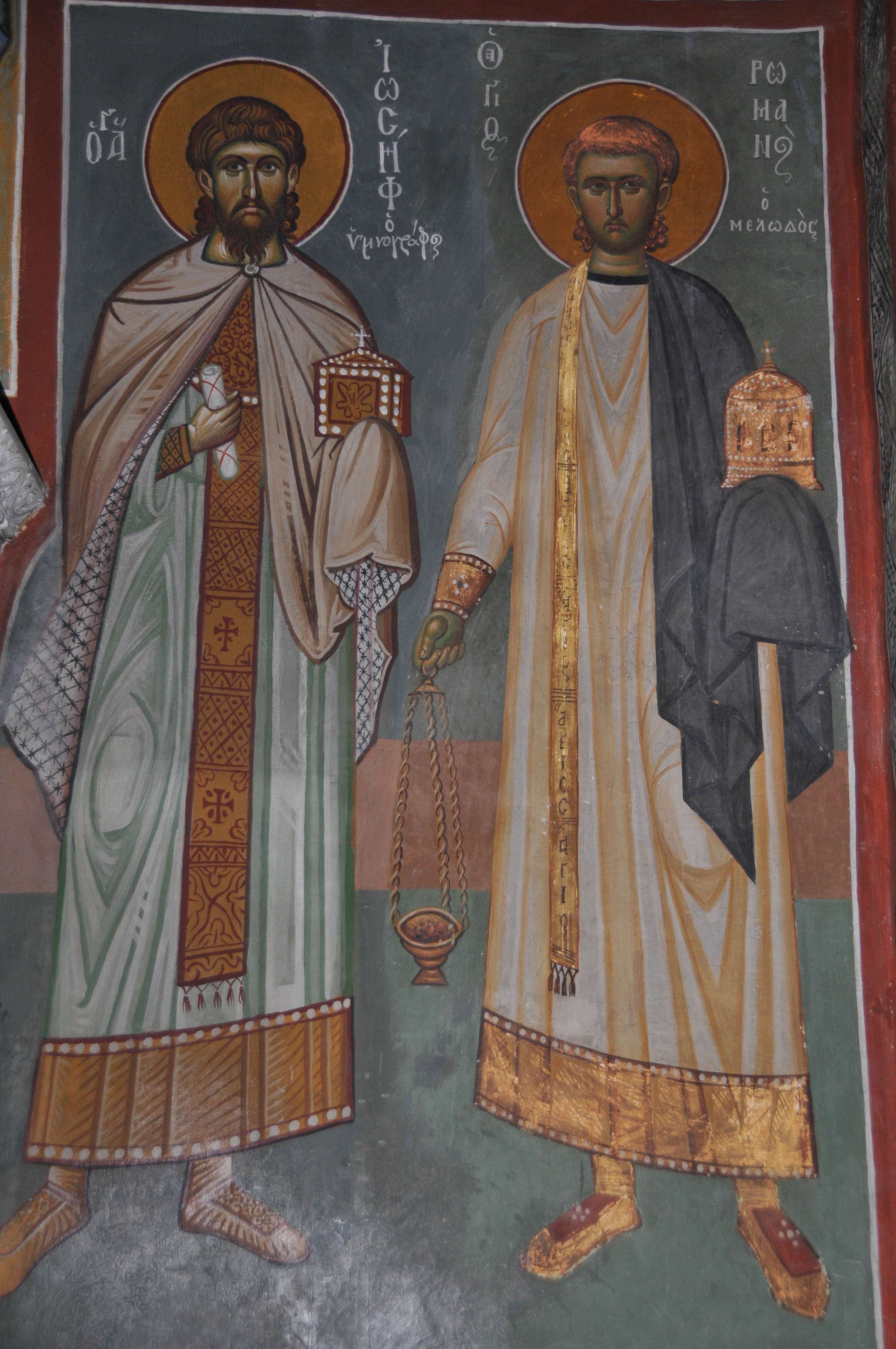 Αποτέλεσμα εικόνας για αγιος ρωμανος μελωδος τοιχογραφια